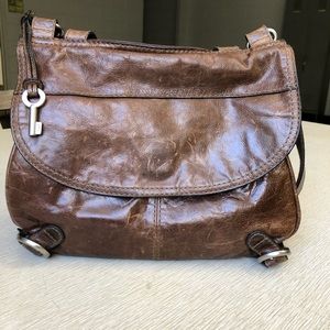 Vintage Authentic Fossil leather/canvas messenger